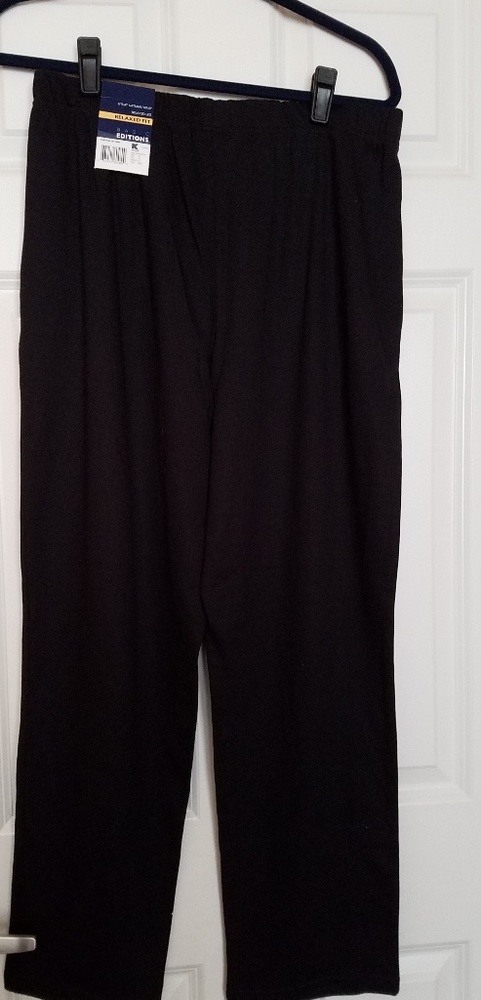 Black cotton pants elastic waist